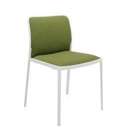 Audrey Soft chair stoel met wit onderstel, bekleding groen