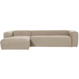 Blok 4-zits bank met chaise longue links Beige