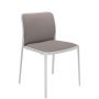 Audrey Soft chair stoel met wit onderstel, bekleding beige