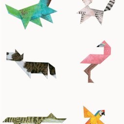 Tangram behang Animals