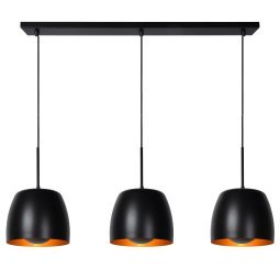 Nolan 3 cluster hanglamp lineair zwart