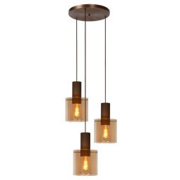 Toledo 3 cluster hanglamp rond amber