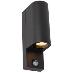 Zaro 2 wandlamp buiten met sensor IP65 vierkant zwart