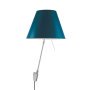 Costanza wandlamp telescopisch met dimmer aluminium body, kap petroleum blue