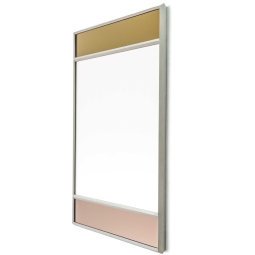 Vitrail spiegel vierkant lichtgrijs