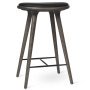 High Stool barkruk 69 grijs eik, zwart leer