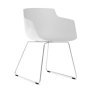 Flow Slim Armchair stoel wit met slede onderstel chroom