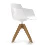 Flow Slim Armchair stoel met VN naturel eiken onderstel wit