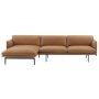 Outline bank 3-zits met chaise longue links silk leather cog