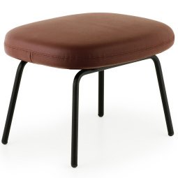 Era Footstool voetenbank met zwart stalen onderstel Leder Tango bruin