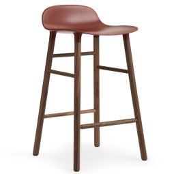 Form Barstool barkruk 65cm met walnoten onderstel rood