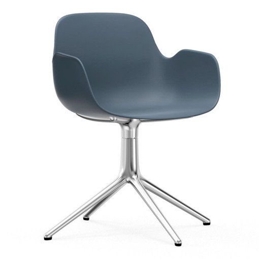 Form Armchair Swivel stoel met aluminium onderstel, blauw