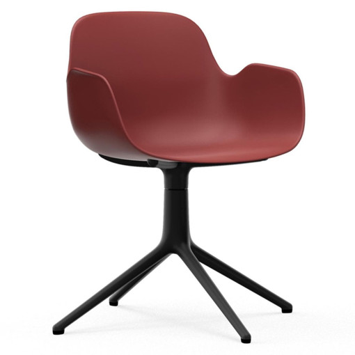 Form Armchair Swivel stoel met zwart onderstel, rood