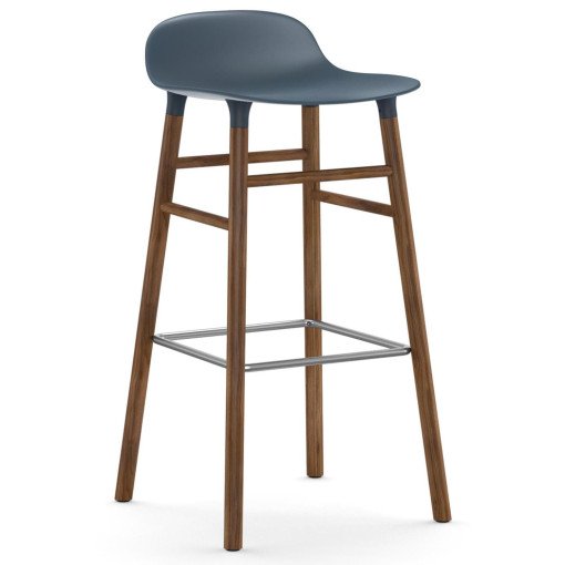 Form Barstool barkruk 75cm met walnoten onderstel blauw