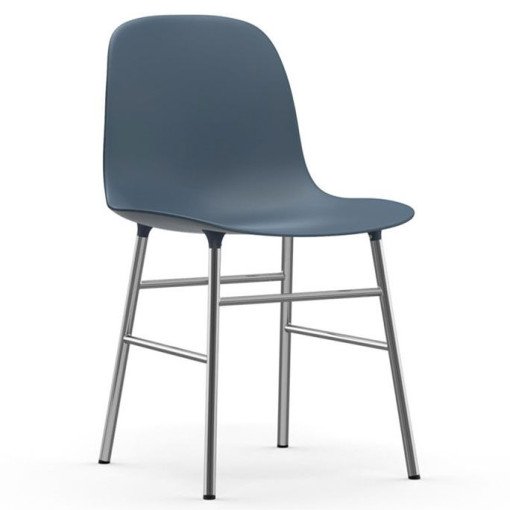 Form Chair stoel met verchroomd onderstel blauw