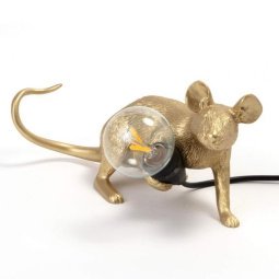 Mouse Lying Down tafellamp USB goud