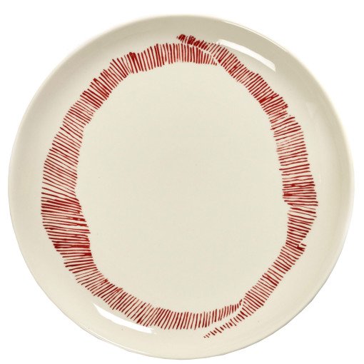 Feast by Ottolenghi dinerbord Ø22.5 white swirl stripes red