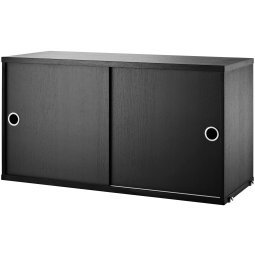 Kast met schuifdeur 78 x 30 x 42 cm zwart gebeitst essen