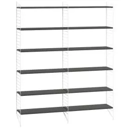 Wandkast dubbel wit frame, donkergrijs