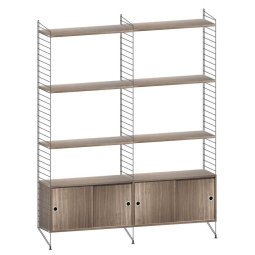 Hoge kast medium, zwart/walnoot