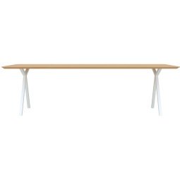 Slim X-Type tafel 300x100 wit frame, hardwax light 3041, verjongd ronde hoeken