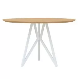 Butterfly Tripod tafel Ø120, wit frame, hardwax light 3041, verjongd afgerond
