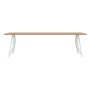 Butterfly tafel 240x90, wit frame, naturel lak, rechte hoeken