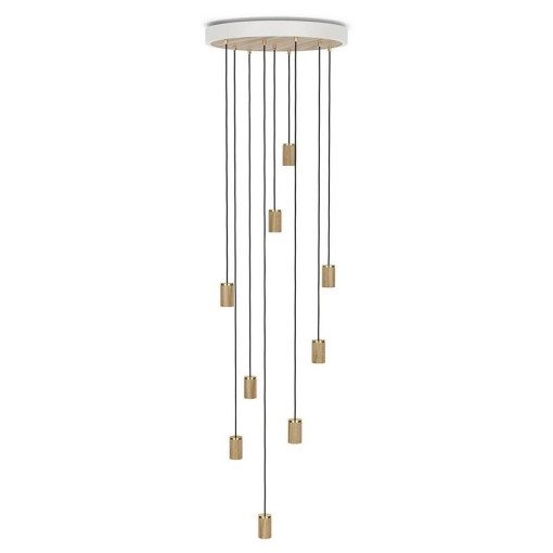 Nine 9 cluster hanglamp wit eiken 