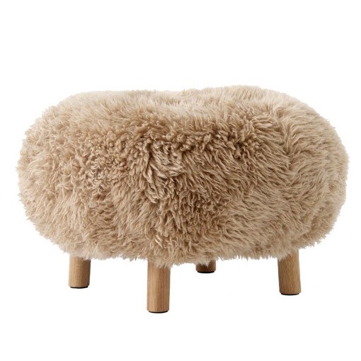 Little Petra poef Sheepskin Honey, eiken