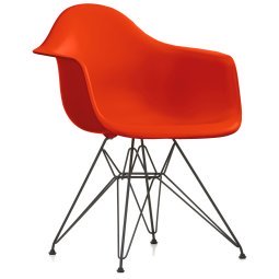 Eames DAR stoel zwart gepoedercoat onderstel, Poppy Red