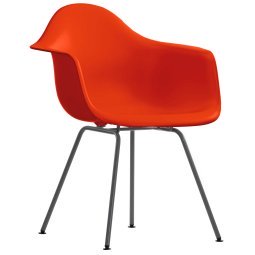 Eames DAX stoel zwart gepoedercoat onderstel, Poppy Red