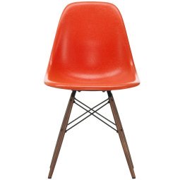 Eames DSW Fiberglass stoel esdoorn donker, red orange
