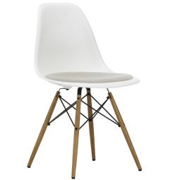 Eames DSW stoel vast zitkussen warmgrey/ivory, wit