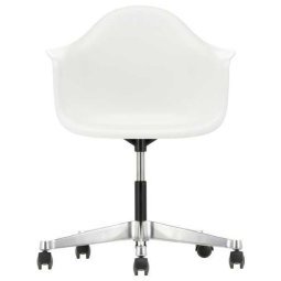 Eames PACC stoel, draaibaar met wielen wit