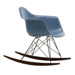 Eames RAR schommelstoel esdoorn donker onderstel, Sea Blue