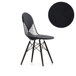 Eames Wire Chair DKW-2 stoel met zwart esdoorn onderstel, Hopsak 66