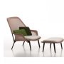 Slow chair met Ottoman loungestoel rood/créme / poedercoating aubergine