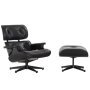 Eames Lounge chair met Ottoman fauteuil (klassieke afmetingen) zwart