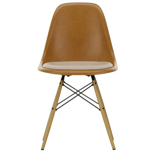 Eames DSW stoel fiberglass vast zitkussen nude, Ochre dark