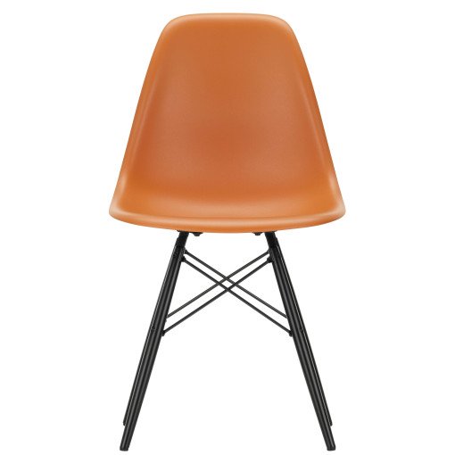 Eames DSW stoel zwart esdoorn onderstel, Rusty Orange