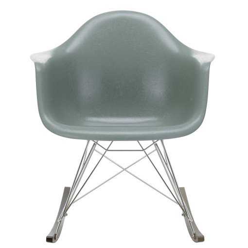 Eames RAR Fiberglass schommelstoel esdoorn donker, sea foam green