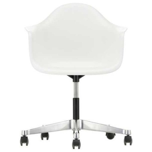 Eames PACC stoel, draaibaar met wielen wit