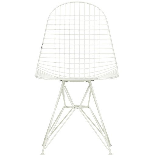 Eames Wire Chair DKR stoel wit gepoedercoat onderstel