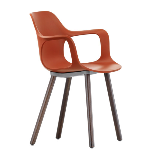 Hal Armchair Wood stoel donker eiken onderstel, oranje