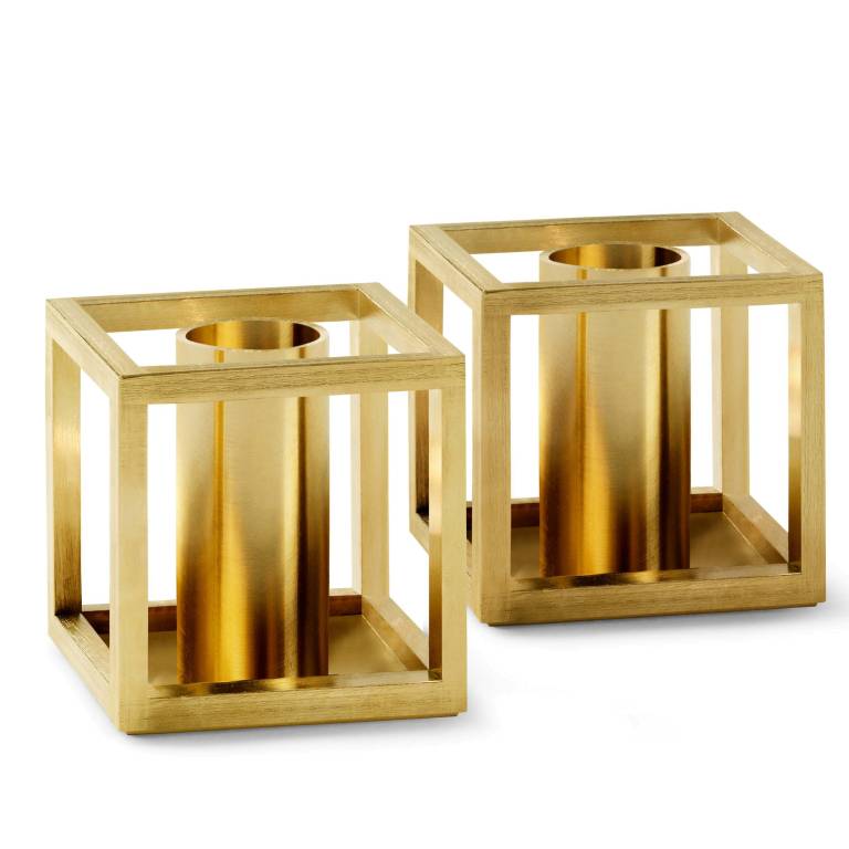stoomboot cliënt Beweren Audo Copenhagen Kubus Micro kandelaar set van 2 goud | Flinders