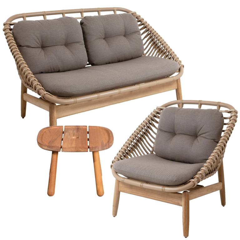 Terughoudendheid roze Bende Cane-Line String loungeset 2-zits loungebank + fauteuil + Royal bijzet |  Flinders