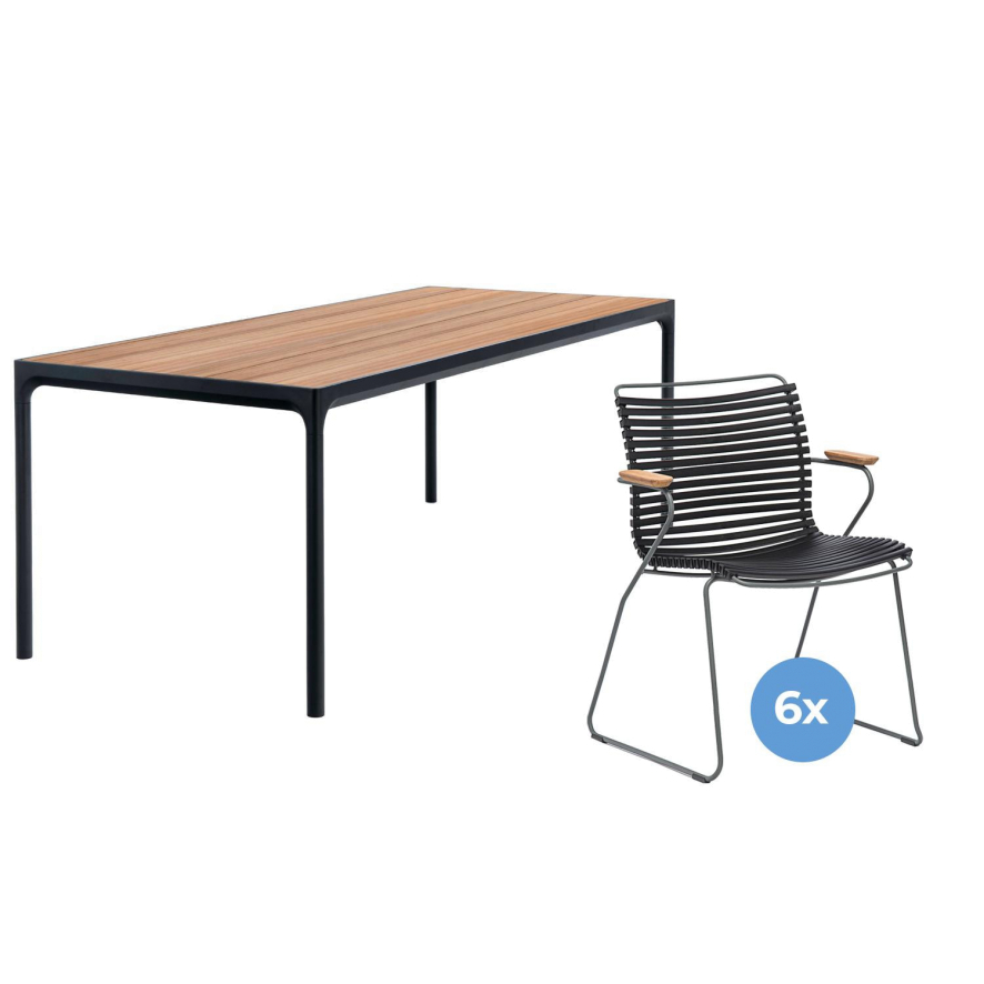 Houe tuinset 210x90 tafel + 6 stoelen (armchair) | Flinders