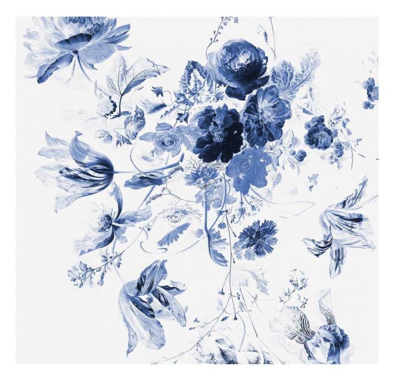 Mantsjoerije Goedkeuring Trottoir KEK Amsterdam Royal Blue Flowers III behang (6 banen) | Flinders