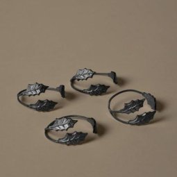 Holly Leaf servetringen set van 4 Brass