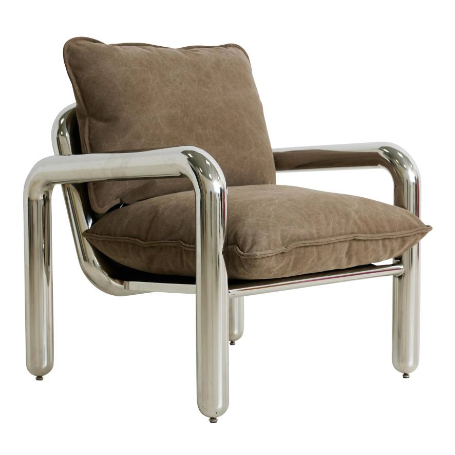 Chrome Lounge fauteuil canvas, |